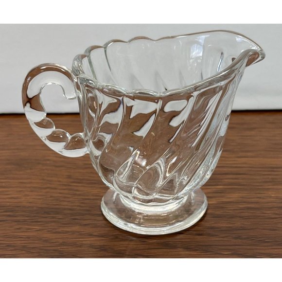 Fostoria Glass Colony Optic Swirl Cream and Sugar Serving Set Vintage Clear - Picture 5 of 10